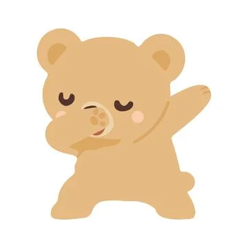 Funny cartoon bear doing dab dance Stock Illustration