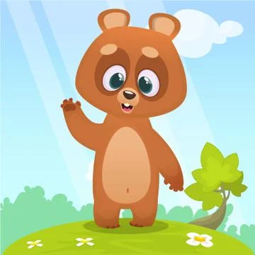 Funny cartoon bear vector illustration Stock Illustration