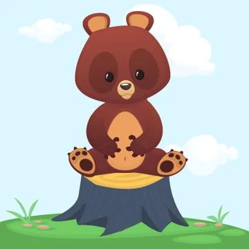 Funny cartoon bear vector illustration Stock Illustration