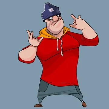 Funny cartoon big guy posing in sportswear Stock Illustration