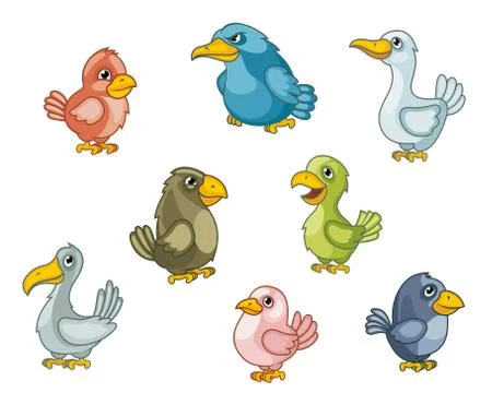 Funny cartoon birds イラスト素材