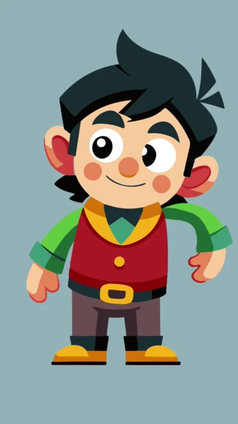Funny Cartoon Boy Dancing Animation Vertical Vídeos de archivo 340359060