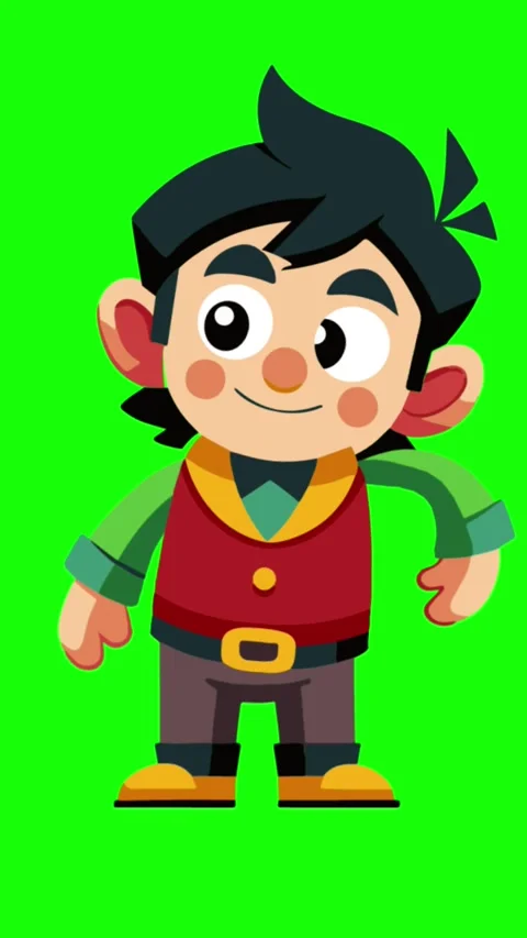 Funny Cartoon Boy Dancing Animation Vertical Green Screen Видео 340359063