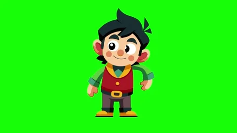 Funny Cartoon Boy Dancing Animation On Green Screen Stockbeeldmateriaal 340359085