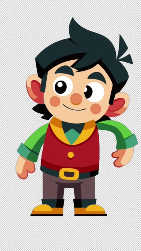 Funny Cartoon Boy Dancing Animation Vertical Alpha Stock Footage 340359127