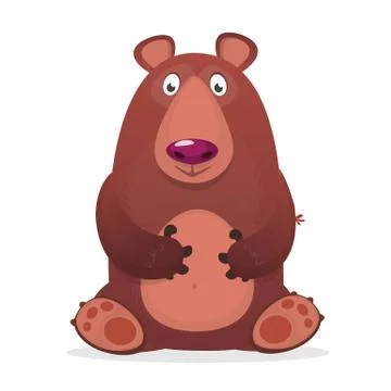 Funny cartoon brown bear. Vector illustration Stock Illustration
