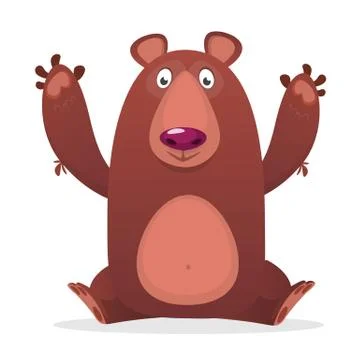 Funny cartoon brown bear. Vector illustration Stock Illustration
