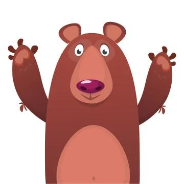Funny cartoon brown bear. Vector illustration Stock Illustration