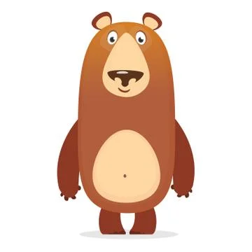 Funny cartoon brown bear. Vector illustration Stock Illustration