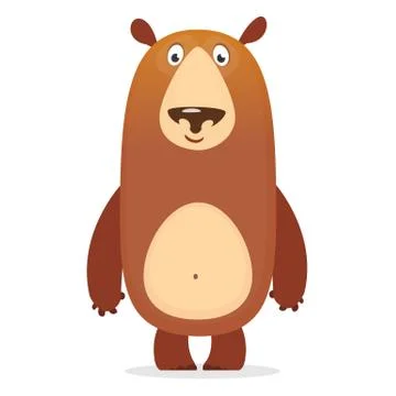 Funny cartoon brown bear. Vector illustration Stock Illustration