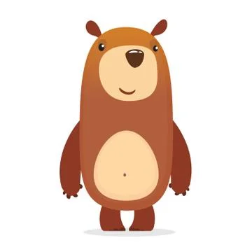 Funny cartoon brown bear. Vector illustration Stock Illustration