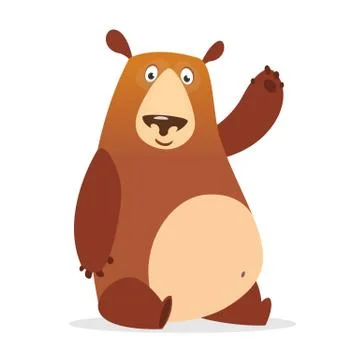 Funny cartoon brown bear. Vector illustration Stock Illustration