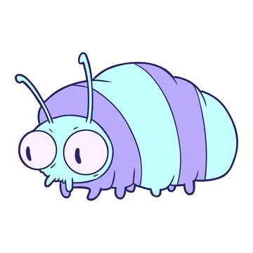 Funny cartoon bug in bright neon color 스톡 일러스트