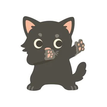 Funny cartoon cat doing dab dance Stock Illustration
