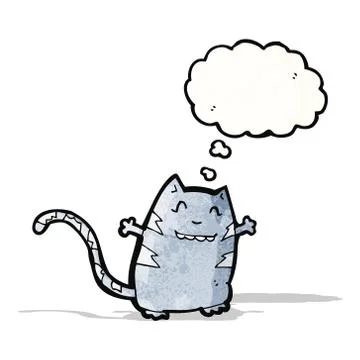Funny cartoon cat with thought bubble Illustrazione stock