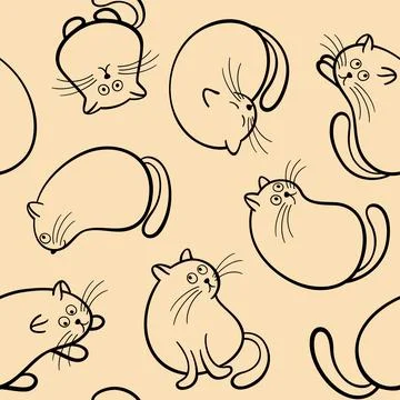 Funny cartoon cats pattern Stock Illustration