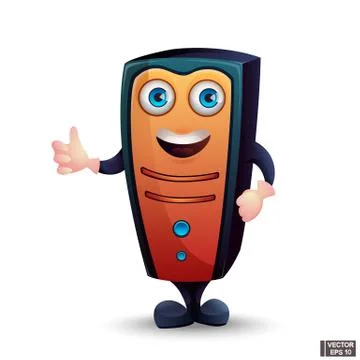 Funny cartoon character system unit shows class. Stock Illustration