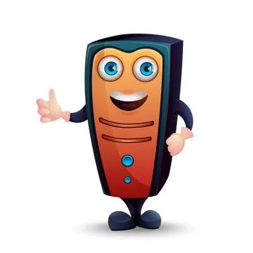 Funny cartoon character system unit shows class. Stock Illustration