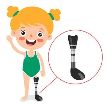 Funny Cartoon Character Using Prosthesis Stockillustratie