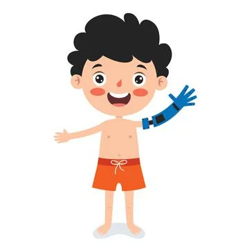 Funny Cartoon Character Using Prosthesis Stock Illustration