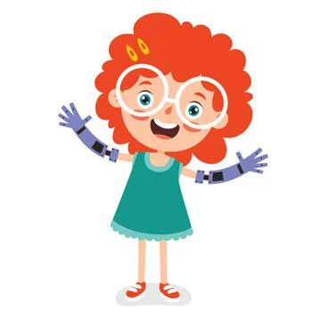 Funny Cartoon Character Using Prosthesis 스톡 일러스트