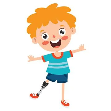 Funny Cartoon Character Using Prosthesis Illustrazione stock