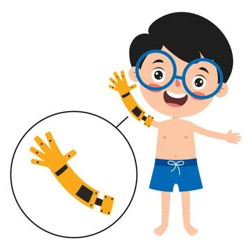 Funny Cartoon Character Using Prosthesis Stock Illustration