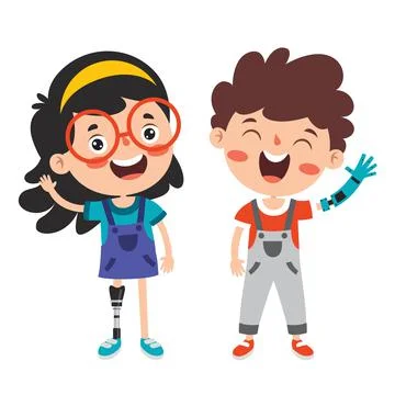 Funny Cartoon Character Using Prosthesis Illustrazione stock
