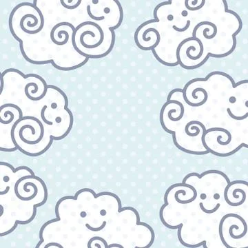 Funny cartoon clouds background with space for your text design Stock Illustration