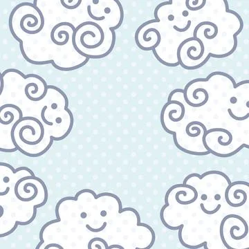Funny cartoon clouds background with space for your text design. Funny car... Stock Photos