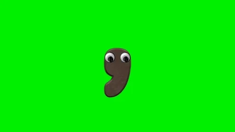 Funny cartoon comma character with 3d chocolate texture Stock Footage 337321566