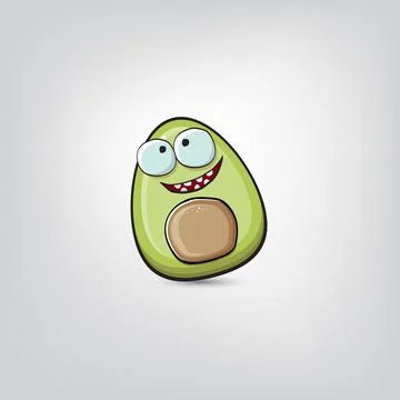 Funny cartoon cute tiny avocado character isolated on grey background. My name Stock Illustration