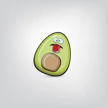 Funny cartoon cute tiny avocado character isolated on grey background. My name Stock Illustration