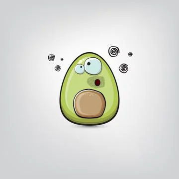 Funny cartoon cute tiny avocado character isolated on grey background. My name Stock Illustration
