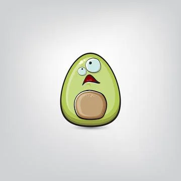 Funny cartoon cute tiny avocado character isolated on grey background. My name Stock Illustration
