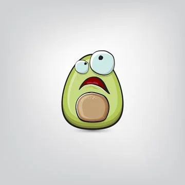 Funny cartoon cute tiny avocado character isolated on grey background. My name Stock Illustration