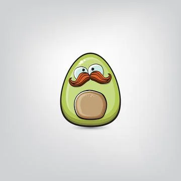 Funny cartoon cute tiny avocado character isolated on grey background. My name Stock Illustration