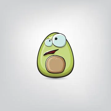 Funny cartoon cute tiny avocado character isolated on grey background. My name Stock Illustration