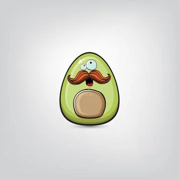 Funny cartoon cute tiny avocado character isolated on grey background. My name Ilustración de archivo