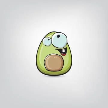 Funny cartoon cute tiny avocado character isolated on grey background. My name Stock Illustration