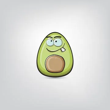 Funny cartoon cute tiny avocado character isolated on grey background. My name Stock Illustration