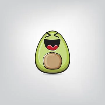 Funny cartoon cute tiny avocado character isolated on grey background. My name Stock Illustration