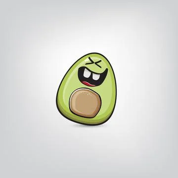 Funny cartoon cute tiny avocado character isolated on grey background. My name Stock Illustration
