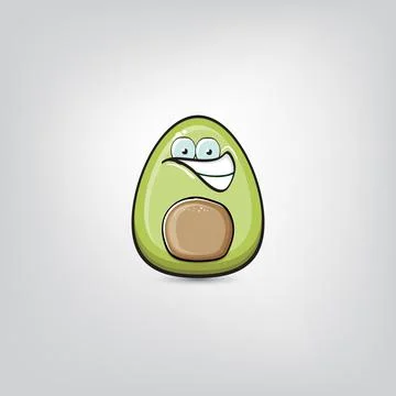 Funny cartoon cute tiny avocado character isolated on grey background. My name Stock Illustration