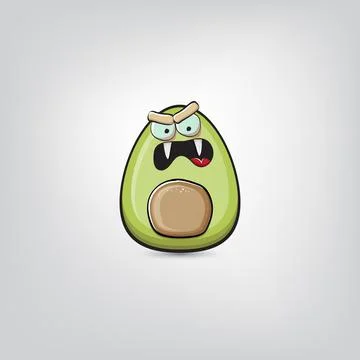 Funny cartoon cute tiny avocado character isolated on grey background. My name Stock Illustration
