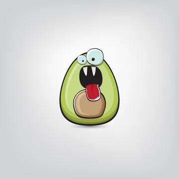 Funny cartoon cute tiny avocado character isolated on grey background. My name Stock Illustration