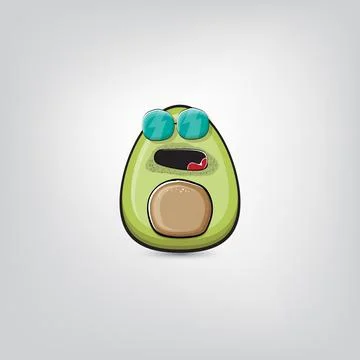 Funny cartoon cute tiny avocado character isolated on grey background. My name Stock Illustration