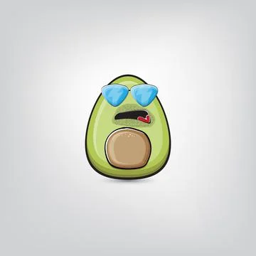 Funny cartoon cute tiny avocado character isolated on grey background. My name Stock Illustration