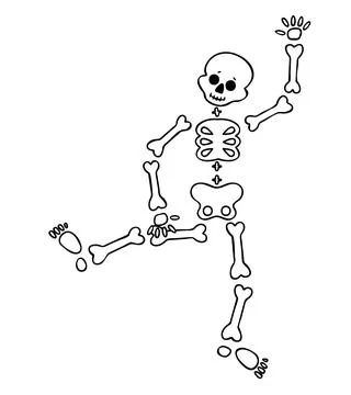 Funny cartoon dancing skeleton. Cute graphics for Halloween. Stock Illustration