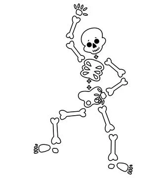 Funny cartoon dancing skeleton. Cute graphics for Halloween. Stock Illustration